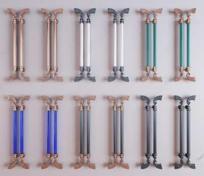 简欧金属大门把手3D模型下载